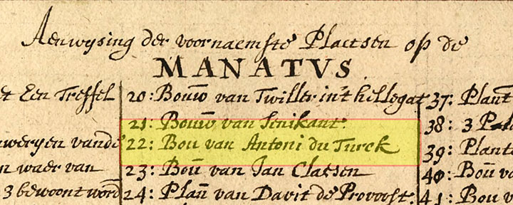Early Dutch map of Manhattan and the North River in the New Netherland period